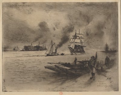 Omgivelsene til Gravesend av Felix Hilaire Buhot
