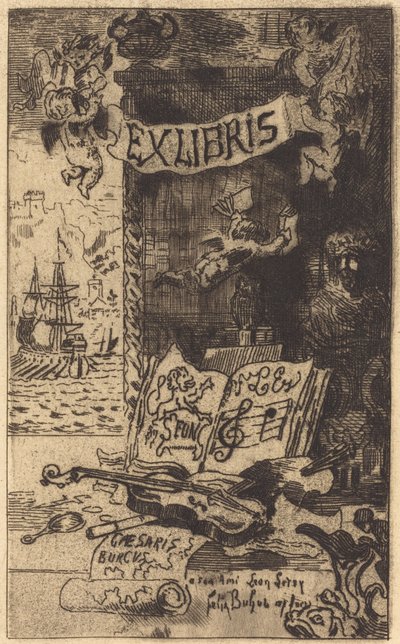 Ex-libris de Léon Lerey (Ex-libris av Leon Lerey) av Felix Hilaire Buhot