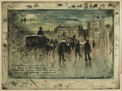 Begravelsesprosesjon på Boulevard de Clichy, 1887 av Felix Hilaire Buhot