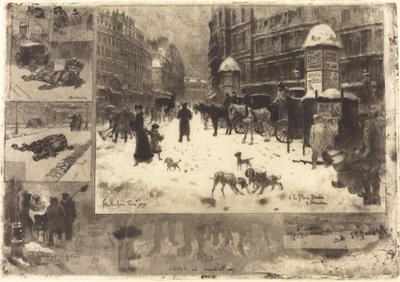 Vinter i Paris av Felix Hilaire Buhot