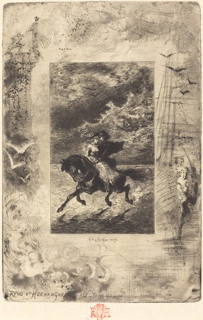 Ryno og Hermangarde av Felix Hilaire Buhot