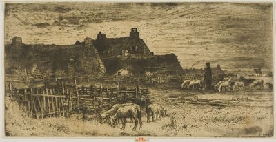 Sauefold ved solnedgang av Felix Hilaire Buhot