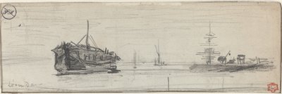 Frakt i Londons havn [recto] av Felix Hilaire Buhot