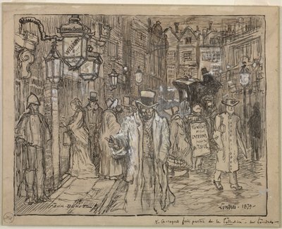 Gatescene i London, 1879. av Felix Hilaire Buhot