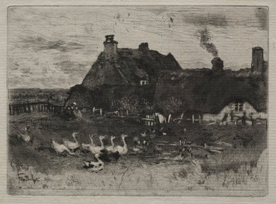 Stråtakhytter, 1878. av Felix Hilaire Buhot