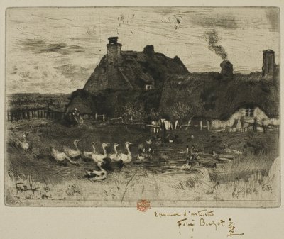 De små stråtakhyttene av Felix Hilaire Buhot