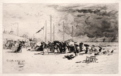 Squall ved Trouville, 1874. av Felix Hilaire Buhot