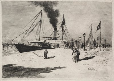 The Wharf at Trouville, 1877. av Felix Hilaire Buhot