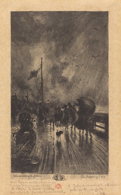 En landing i England av Felix Hilaire Buhot