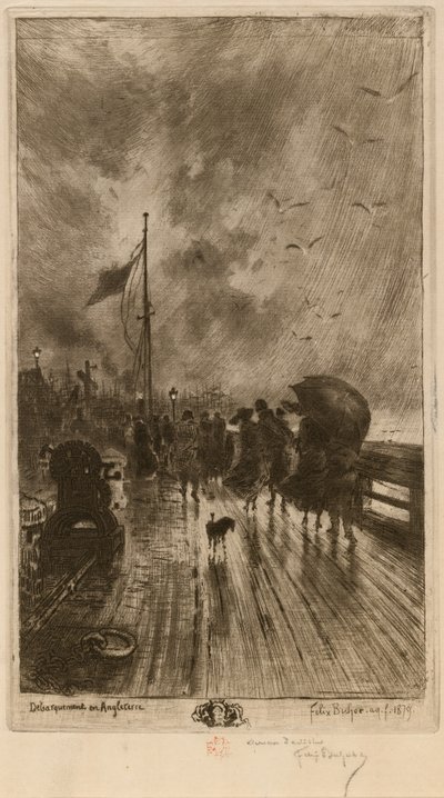 En landing i England av Felix Hilaire Buhot