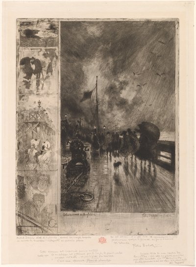 En landing i England, landing i England 1879. av Felix Hilaire Buhot