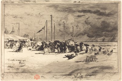 Un Grain à Trouville Squall i Trouville, 18741875. av Felix Hilaire Buhot