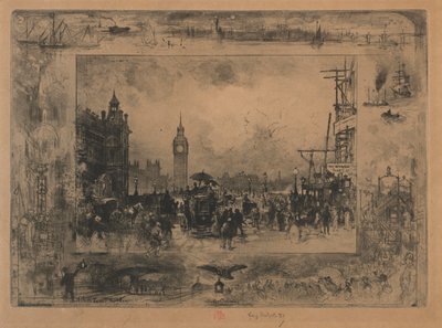 Westminster Bridge, eller Westminster Tower av Felix Hilaire Buhot
