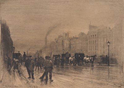 Vintermorgen på kaien, Paris, 1883. av Felix Hilaire Buhot