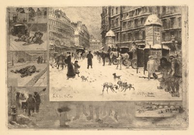 Vinter i Paris (vinter i Paris eller snø i Paris) av Felix Hilaire Buhot