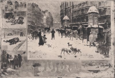 Vinter i Paris, eller snø i Paris, 1879. av Felix Hilaire Buhot