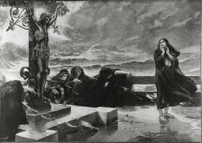 The Sign (gravering) (s/hvitt bilde) av Felix Hippolyte Lanoue