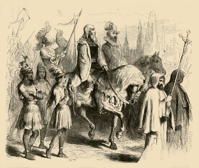 Columbus og hans tog som kommer inn i Barcelona, 1877. av Felix Octavius Carr Darley