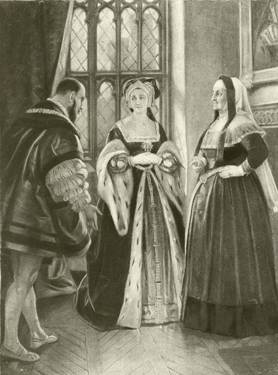 Kong Henrik VIII. Akt II, Scene III (gravyr) av Felix Octavius Carr Darley