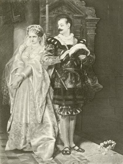Mye ståhei for ingenting. Akt IV - Scene I (gravyr) av Felix Octavius Carr Darley