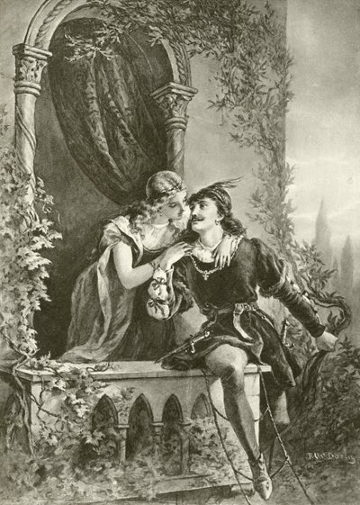 Romeo og Julie. Akt III - Scene V (dyptrykk) av Felix Octavius Carr Darley