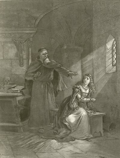 Romeo og Julie. Akt V, Scene III (gravyr) av Felix Octavius Carr Darley