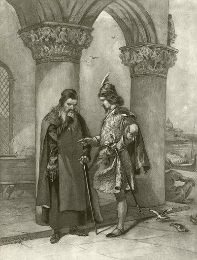 Kjøpmannen i Venezia. Akt I, Scene III (gravyr) av Felix Octavius Carr Darley