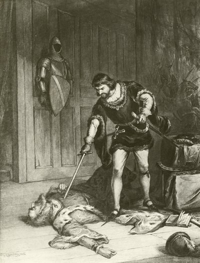 Tredje del av Henry VI. Akt V-Scene VI (gravyr) av Felix Octavius Carr Darley