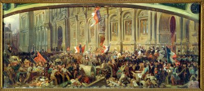 Alphonse de Lamartine (1790-1869) Avviser det røde flagget på Hotel-de-Ville, Paris, 25. februar 1848 av Felix Philippoteaux