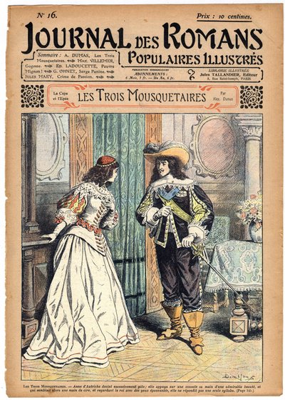Romersk serie: «De tre musketerer» av Alexandre Dumas (1802-1870). Kong Ludvig XIII (1601-1643) kunngjør til dronning Anne av Østerrike (1601-1666) at hun må bære diamantnappene til ballet som arrangeres i rådhuset. I "" Le Journal des roman av Felix Philippoteaux