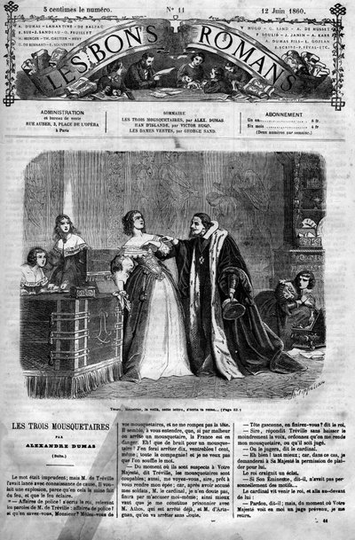 Roman serial: “The Three Musketeers” by Alexandre Dumas (1802-1870). Suspected of infidelity by her husband, Louis XIII, Queen Anne of Austria (1601-1666) must deliver to the Chancellor a letter she allegedly wrote to the Duke of Buckingham, her presumpit  av Felix Philippoteaux