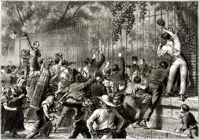 Publikum i Paris hyller Napoleon I, akkompagnert av Lucien Bonaparte av Felix Philippoteaux