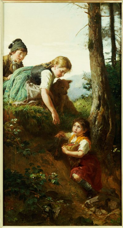 Barn plukker bær av Felix Schlesinger