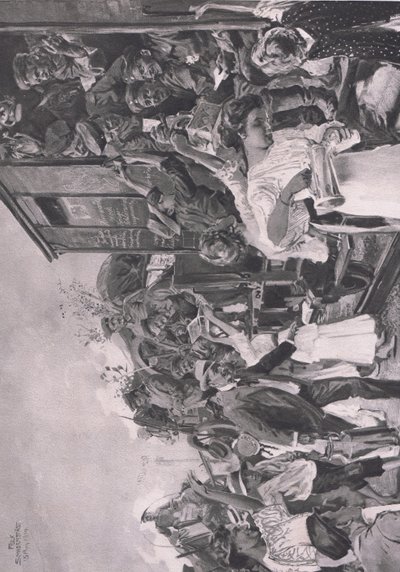 Foran, illustrasjon fra Hindenburg utgitt av Daterlandischer Derlag C U Weller Berlin av Felix Schwormstadt