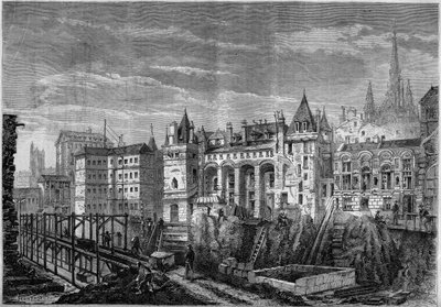 Architecture: view of the western facade of the former palace of the kings of France on the Ile de la Cite, in Paris av Felix Thorigny