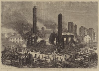 The Burning Ruins of the Pemberton Mills, ved Lawrence, USA av Felix Thorigny