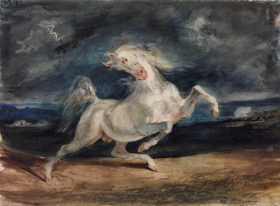 Hest skremt av lynet av Ferdinand Victor Eugene Delacroix