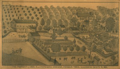Eiendommen til John P. og Catharina Schuring, Franklin Town, Allegheny County, Pennsylvania av Ferdinand A. Brader