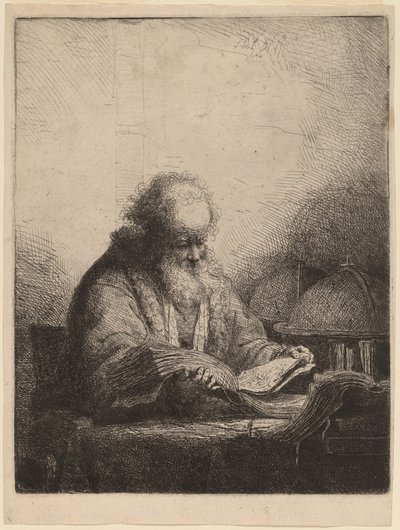 En gammel mann som leser av Ferdinand Bol