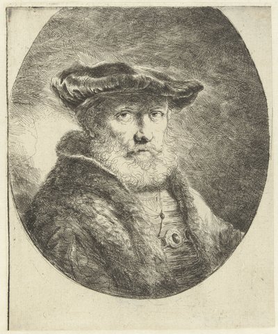 Byste av en gammel mann med en beret i fløyel av Ferdinand Bol