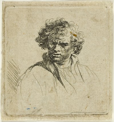 Krøllete mann med skjev munn av Ferdinand Bol