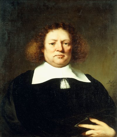 Portrett av en gentleman, sagt til e Lord Hebdon, halvlang, iført svart kostyme og hvit krage, 1659 av Ferdinand Bol
