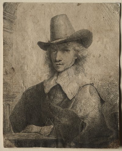 Portrett av en mann med høy hatt av Ferdinand Bol