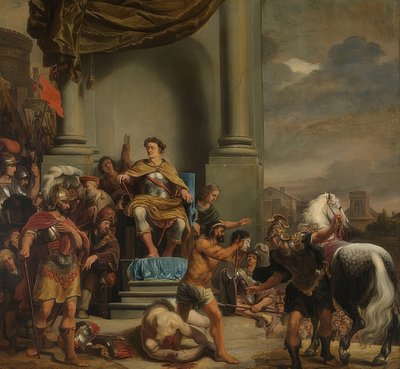 Titus Manlius Imperiosus Torquatus beordrer sønnen til å bli halshugget. 1661-64 av Ferdinand Bol