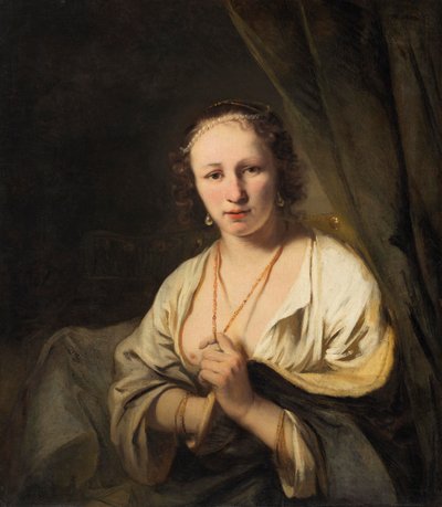Kvinne med perler i håret, ca. 1653 av Ferdinand Bol
