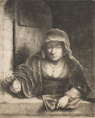 Kvinne med en pære, 1600-tallet. av Ferdinand Bol