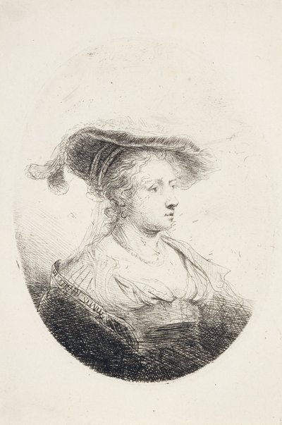 Ung dame med plymer hatt, 1644 av Ferdinand Bol