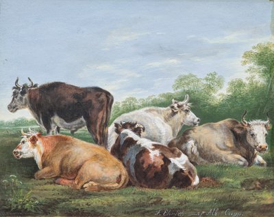 Kyr på beite av Ferdinand Ehricht der Jüngere