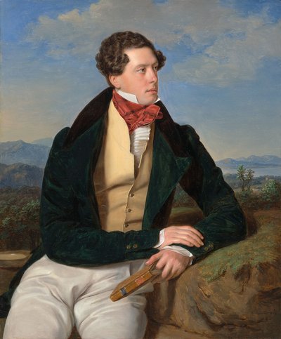 Skuespilleren Maximilian Korn i et landskap av Ferdinand Georg Waldmüller