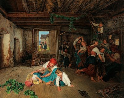Forbereder feiringen av vinhøsten, 1860. av Ferdinand Georg Waldmuller
